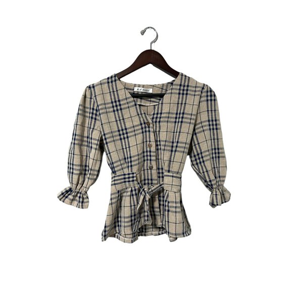 Women's Plaid Blouse, Baby Doll - Size S - Picture 1 of 2